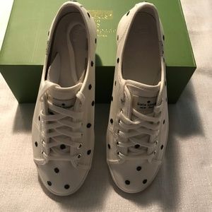 Kate Spade White/Navy Dots Sneakers NIB